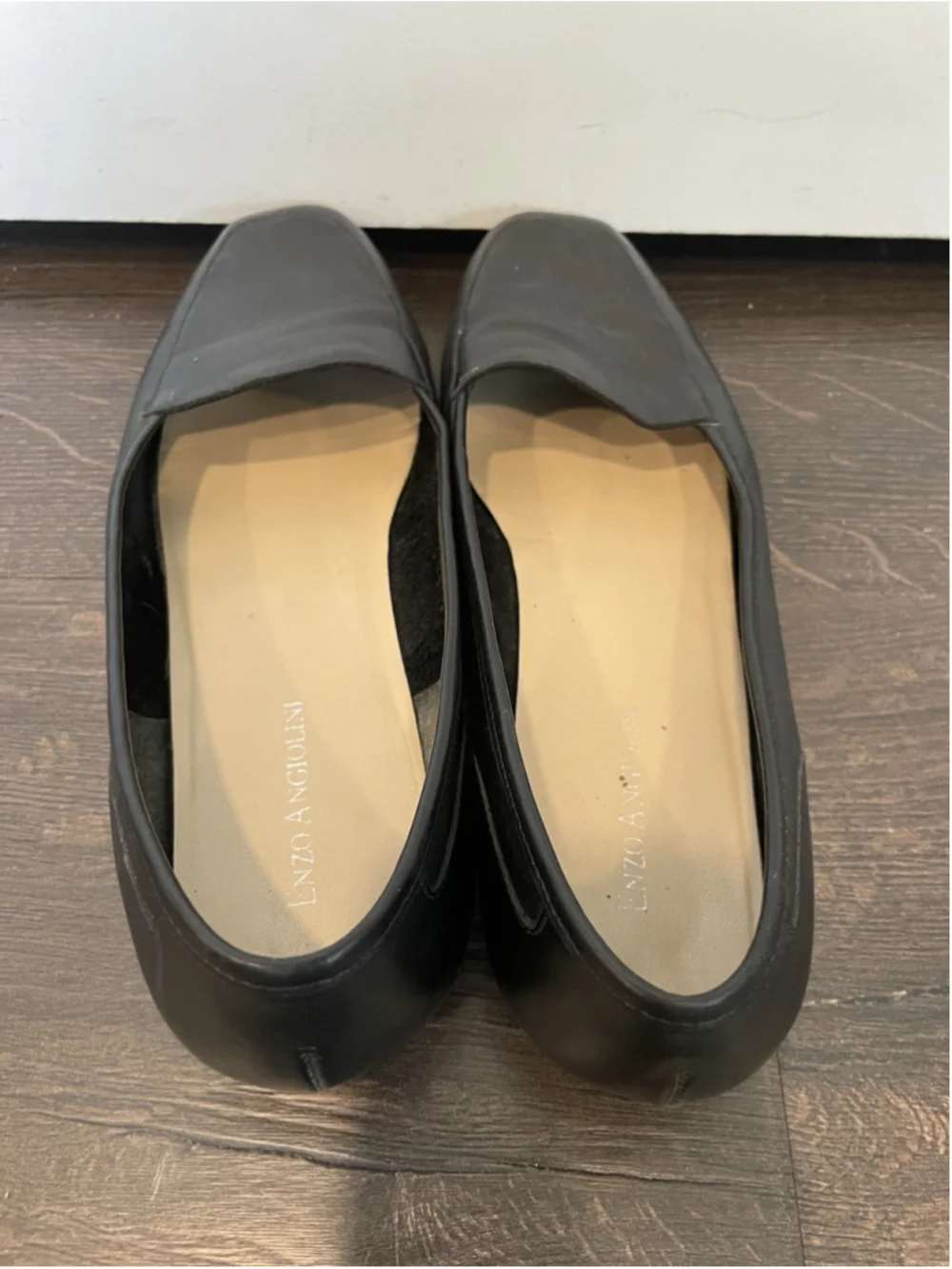 Enzo Angiolini Liberty Black Loafers Women’s Size 8.5M SlipOn Square Toe Leather